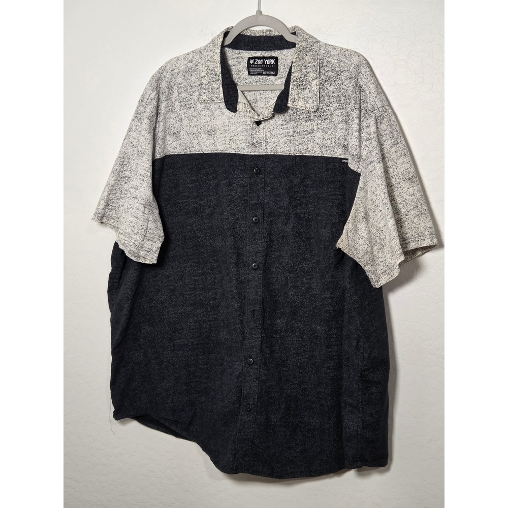 Zoo York Men 3XLT Short Sleeve Button Down Shirt Colorblock Grey Charcoal